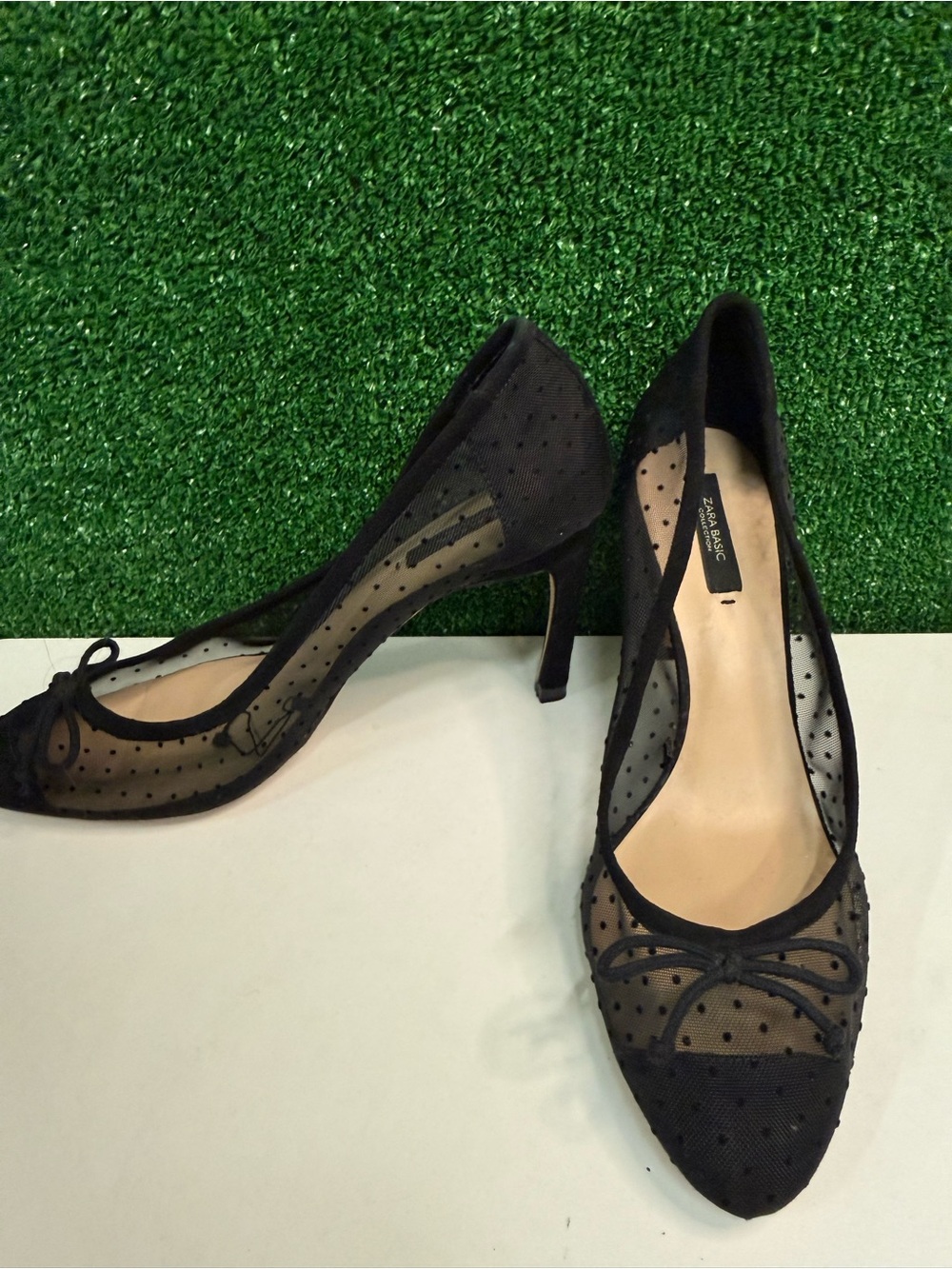 Zara Basic Collection sheer polka dot heels size 41